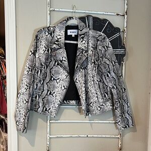 BB Dakota Women's Monochrome Snake Print Leather Jacket